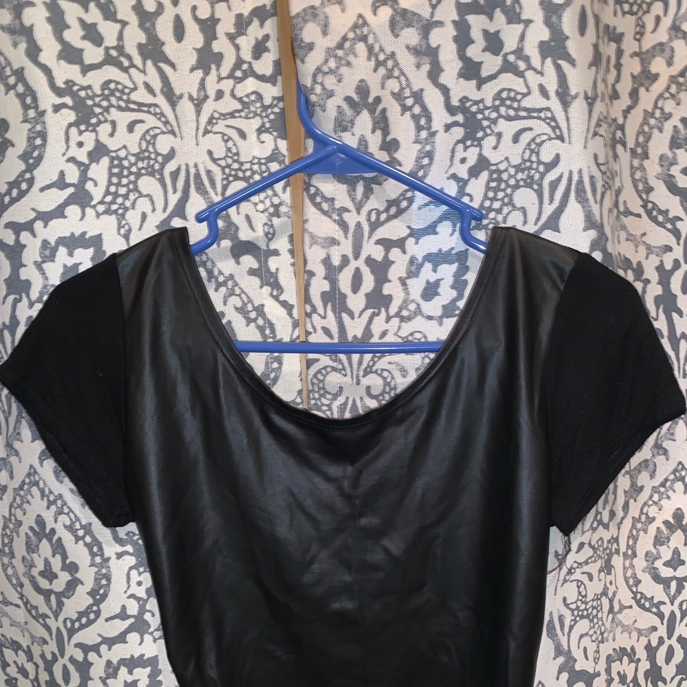 Black Faux Leather Crop Top
